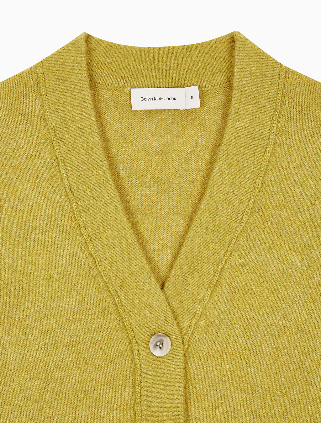 Buy 여성 플러피 얀 스웨터 가디건 in color MUSTARD