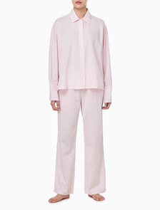 Buy 여성 포플린 슬립 롱슬리브 탑 in color Pink