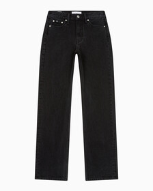 Buy 여성 하이라이즈 스트레이트핏 워시드 블랙 서스테이너블 데님 in color WASHED BLACK LOGO LACE