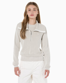 Buy 여성 하프집업 와이드 카라 스웨터 in color WHITE