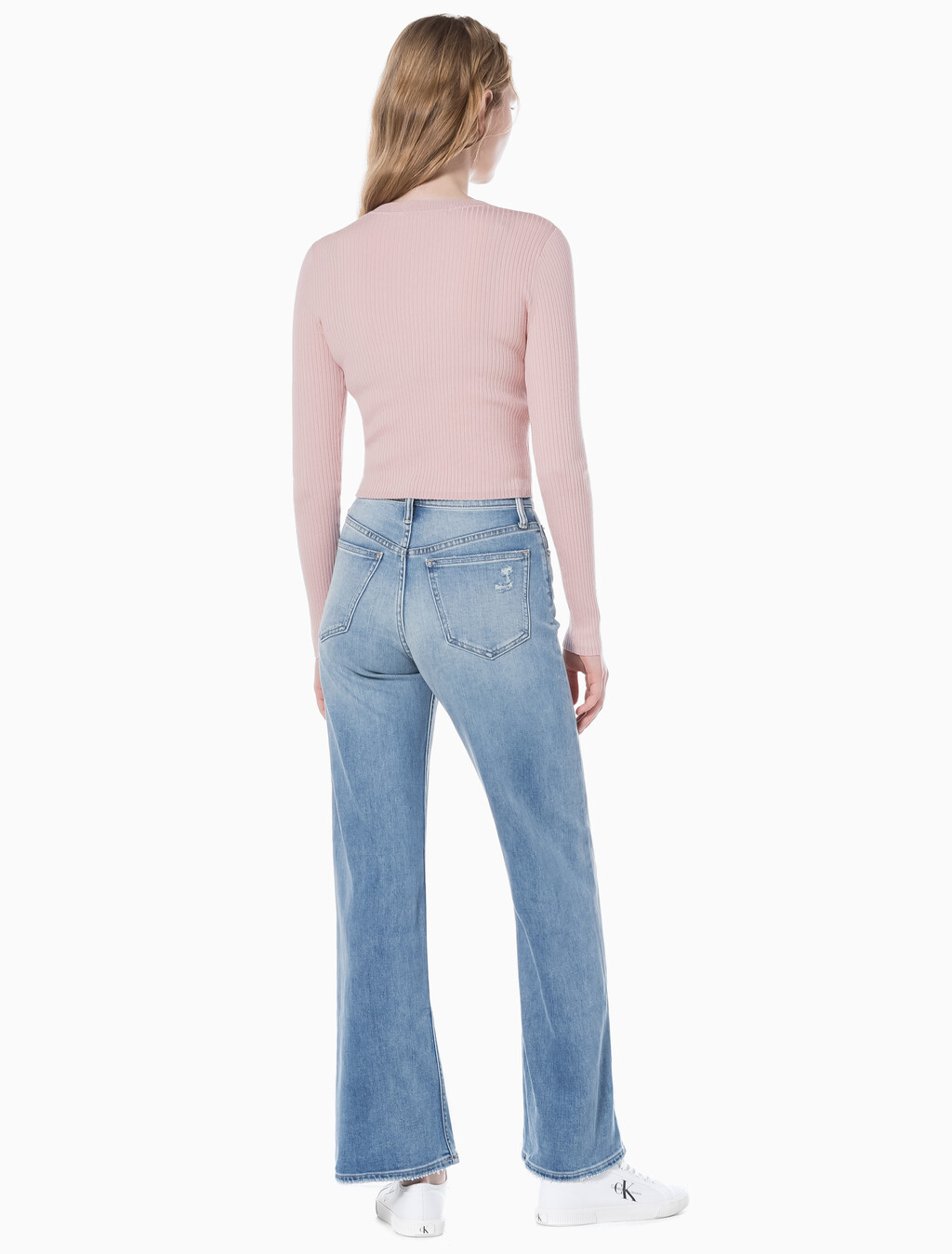 Buy 여성 하이라이즈 와이드핏 라이트블루 37.5 기능성 데님 in color CHALKY BLUE