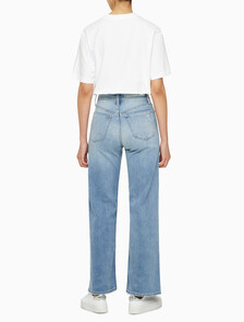 Buy 여성 하이라이즈 와이드핏 라이트블루 37.5 기능성 데님 in color CHALKY BLUE