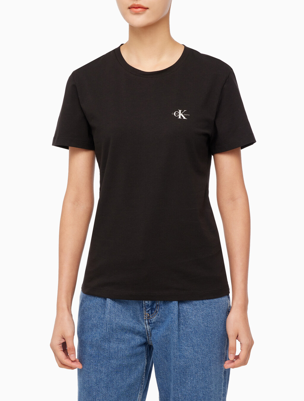 Buy 여성 슬림핏 2PK 반팔 티셔츠 in color CK BLACK