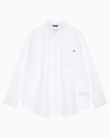 Buy 남성 릴렉스핏 파이핑 로고 옥스포드 셔츠 in color BRIGHT WHITE