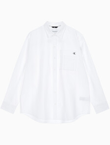 Buy 남성 릴렉스핏 파이핑 로고 옥스포드 셔츠 in color BRIGHT WHITE
