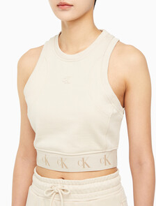 Buy 여성 리피트 크롭 로고 탱크 탑 in color CLASSIC BEIGE