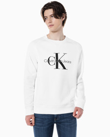 Buy 남성 레귤러핏 모노그램 로고 기모 스웨트셔츠 in color BRIGHT WHITE