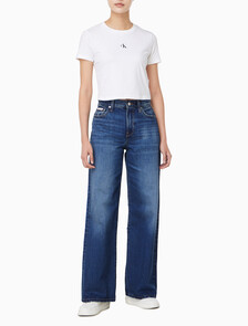Buy 여성 와이드 레그핏 미드블루 데님 in color Mid blue
