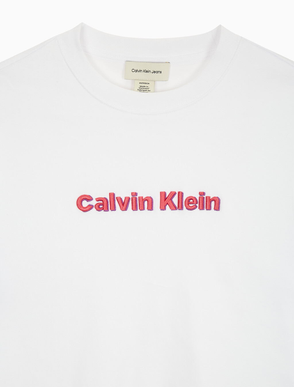 Buy 여성 S/S 투톤 3D 엠브로이더리 로고 티셔츠 in color BRILLIANT WHITE