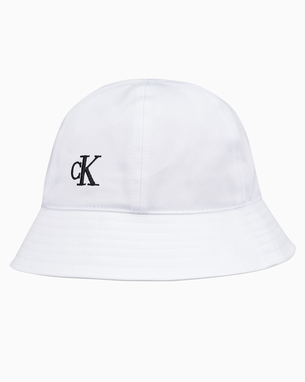 Buy 남녀공용 CK 엠브로이더리 로고 버킷햇 in color BRIGHT WHITE