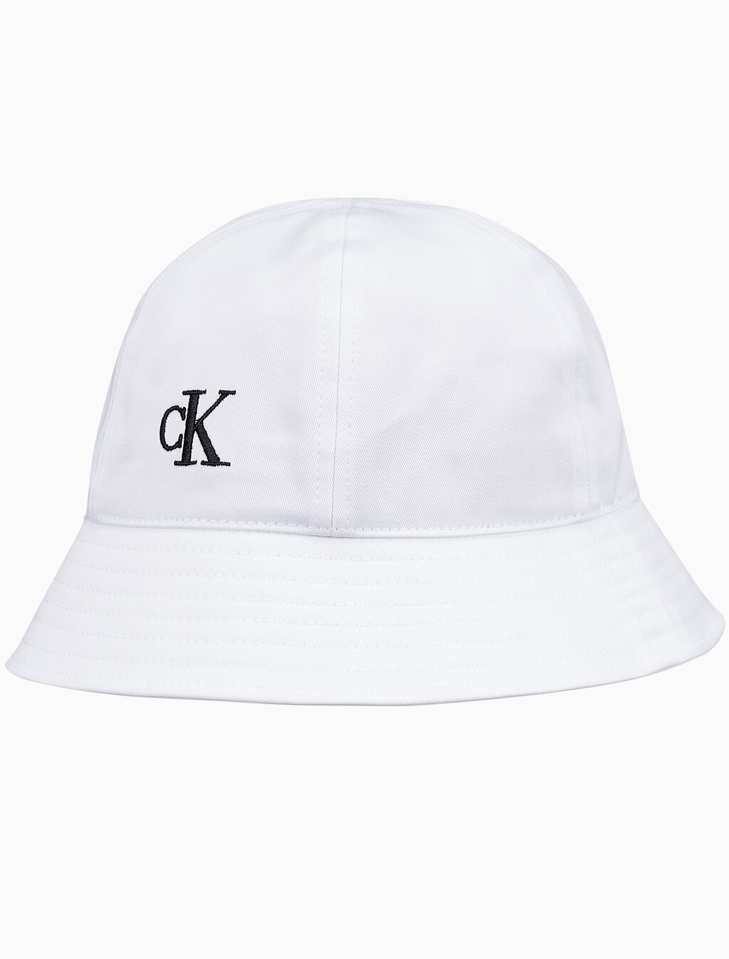 Buy 남녀공용 CK 엠브로이더리 로고 버킷햇 in color BRIGHT WHITE