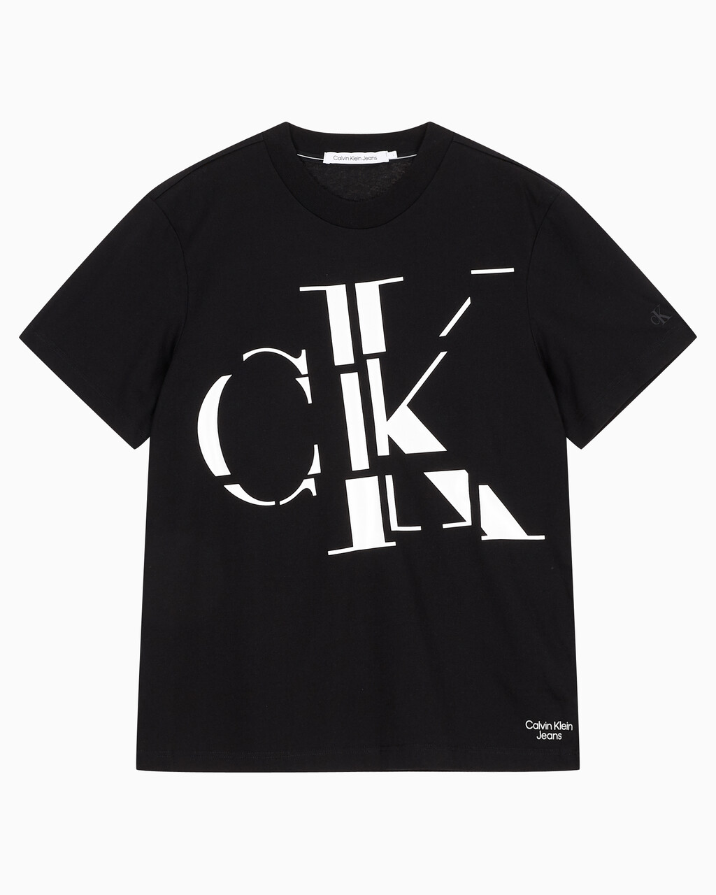 Buy 남성 CK 스캐터 로고 레귤러핏 반팔 티셔츠 in color CK BLACK