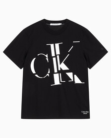 Buy 남성 CK 스캐터 로고 레귤러핏 반팔 티셔츠 in color CK BLACK