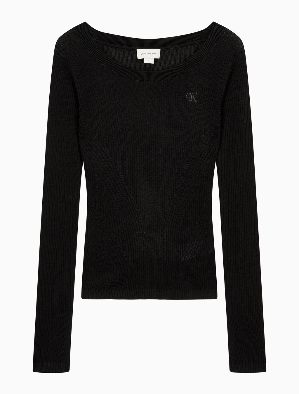 Buy 여성 슬림 크롭 니트 탑 in color CK BLACK