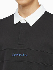 Buy 남성 롱슬리브 럭비 탑 in color CK BLACK