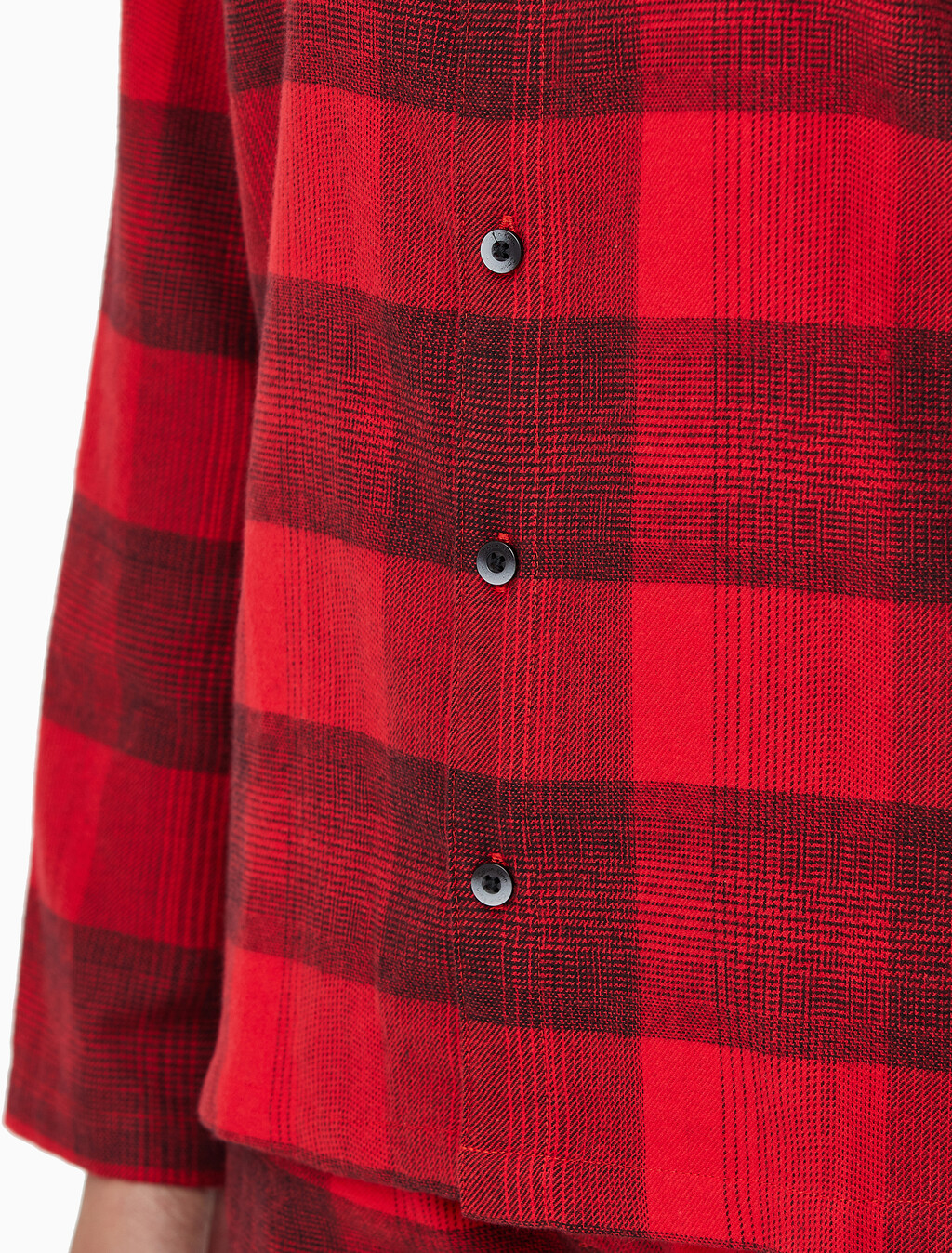Buy 여성 플란넬 파자마 롱슬리브 탑 in color RED BLACK FLANNEL