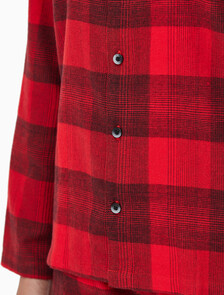 Buy 여성 플란넬 파자마 롱슬리브 탑 in color RED BLACK FLANNEL