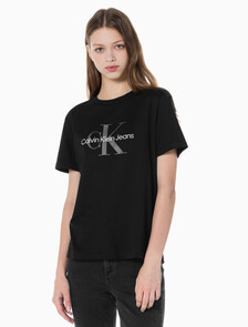 Buy 여성 히어로 모노로고 크루넥 반팔 티셔츠 in color BLACK