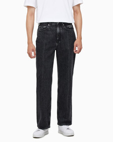 Buy 남성 뉴와이드핏 블랙 데님 in color WASHED BLACK LOGO LACE