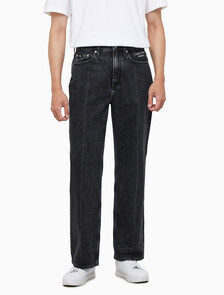 Buy 남성 뉴와이드핏 블랙 데님 in color WASHED BLACK LOGO LACE
