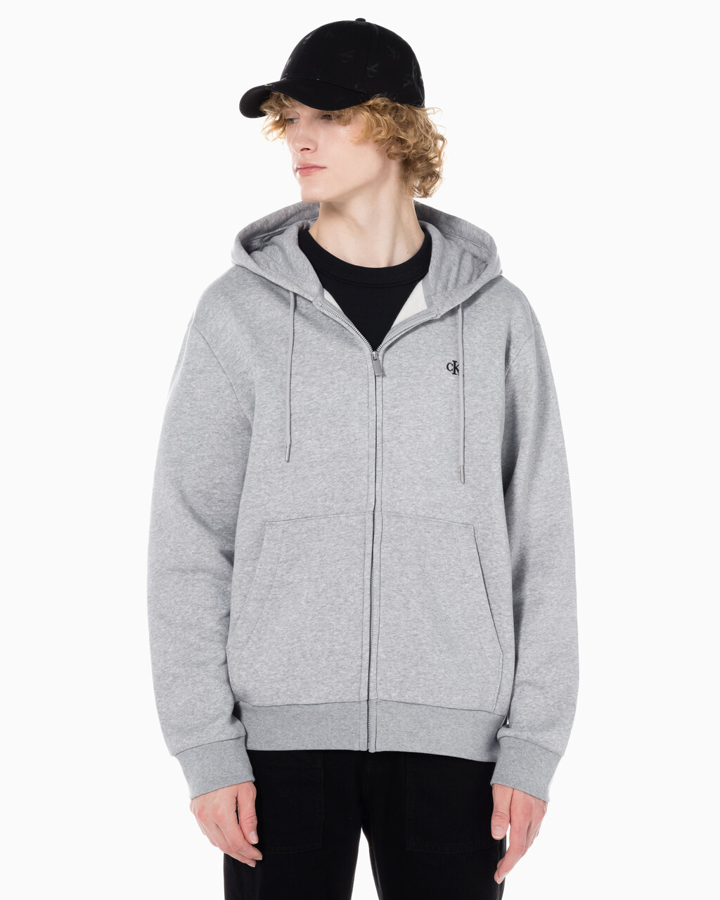 Buy 남성 아카이브 로고 플리스 집업 후디 in color HEROIC GREY HEATHER CM1BK 08