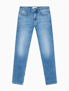 Buy 남성 모던 테이퍼핏  미드블루 이탤리언 데님 in color MID BLUE BACK EMBRO