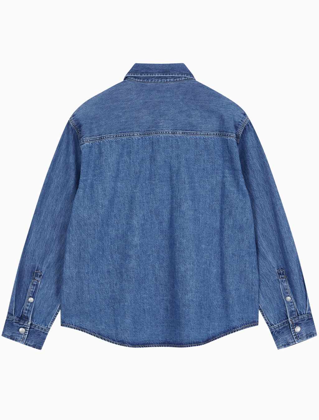 Buy 남성 릴렉스핏 데님 셔츠 in color MID BLUE BACK EMBRO