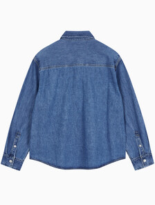 Buy 남성 릴렉스핏 데님 셔츠 in color MID BLUE BACK EMBRO