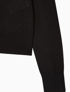 Buy 여성 롱슬리브 테크 메리노 울 크루넥 스웨터 in color BLACK