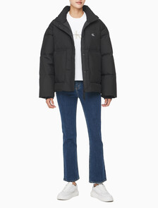 Buy 여성 숏랭스 스탠드 카라 푸퍼 다운 재킷 in color CK BLACK