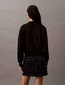 Buy 여성 하프 밀라노 카라 보머 스웨터 in color BLACK