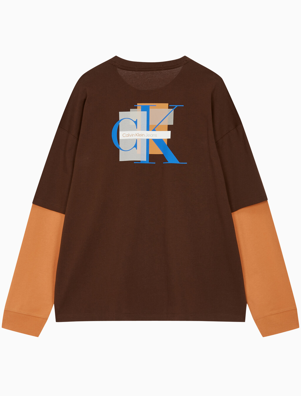 Buy 남성 롱슬리브 패션 레이어드 티 in color DARK BROWN