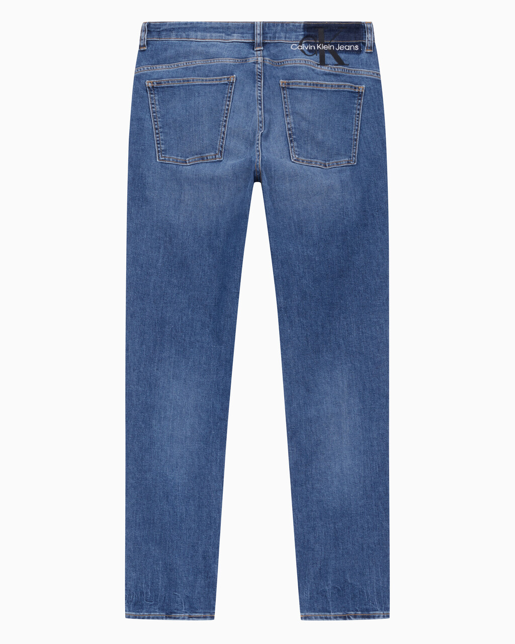 Buy 남성 바디 테이퍼핏 미드 블루 37.5 데님 in color MID BLUE BACK EMBRO