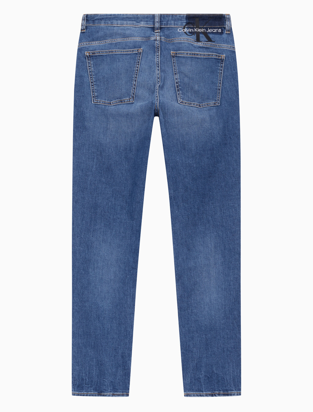 Buy 남성 바디 테이퍼핏 미드 블루 37.5 데님 in color MID BLUE BACK EMBRO