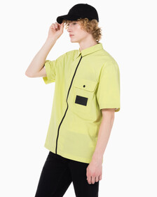 Buy 남성 포플린 집업 반팔셔츠 in color YELLOW SAND