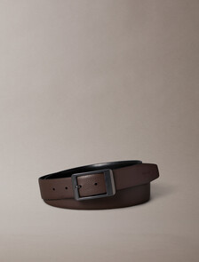 Buy 남성 센터 바 리버서블 벨트 in color Black AOP / Black / Matte Gunmetal