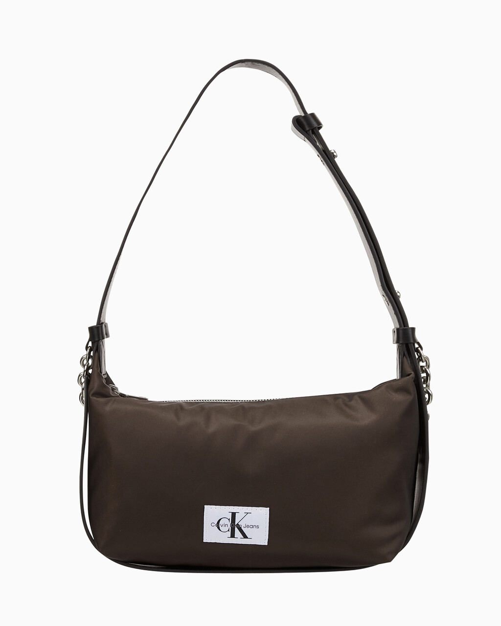 Buy 여성 CKJ 나일론 체인 미니멀 숄더백 in color DARK CHESTNUT IRIDESCENT
