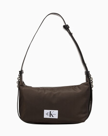 Buy 여성 CKJ 나일론 체인 미니멀 숄더백 in color DARK CHESTNUT IRIDESCENT