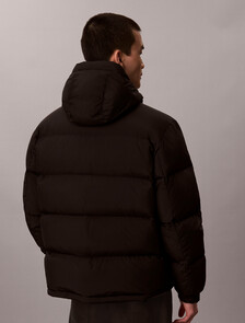 Buy 남성 나일론 AOP 리버서블 다운 푸퍼 자켓 in color BLACK