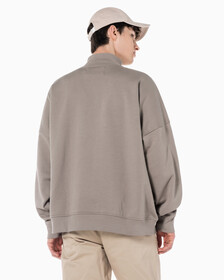 Buy 남녀공용 모노그램 로고 하프 집업 스웨트셔츠 in color PERFECT TAUPE