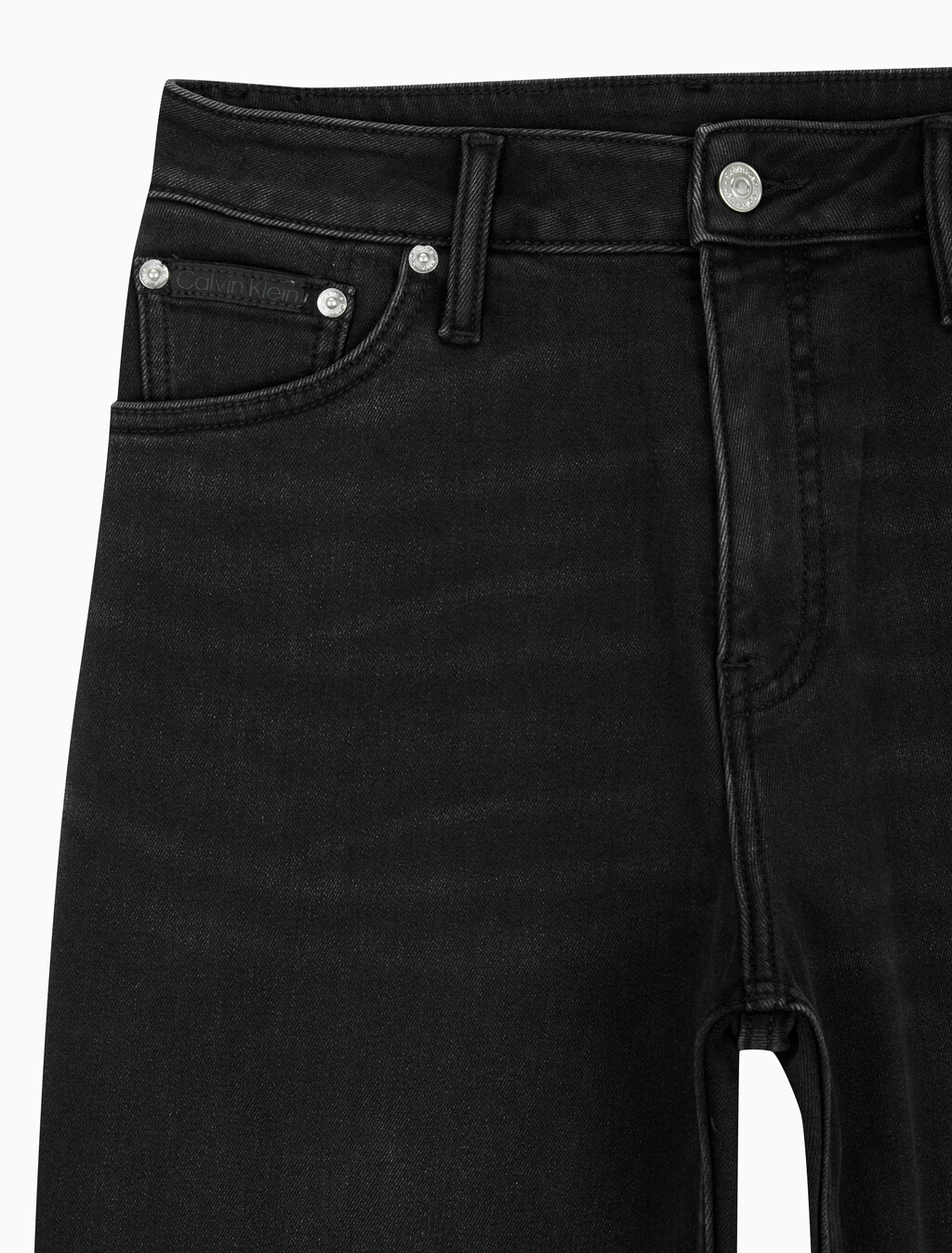 Buy 여성 90's 스트레이트핏 블랙 기모 데님 in color WASHED BLACK LOGO LACE