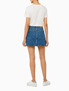 Buy 여성 컴포트 스트레치 데님 미니 스커트 in color BLUE