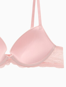 Buy 여성 센슈얼 스트레치 레이스 리프트 데미 브라 in color Pink