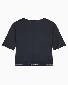Buy 여성 로고밴드 크롭 숏슬리브 티셔츠 in color BLACK