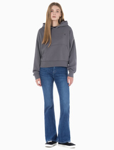 Buy 여성 플레어 핏 기모 다크블루 데님 in color BLUE BLACK HANGER LOOP