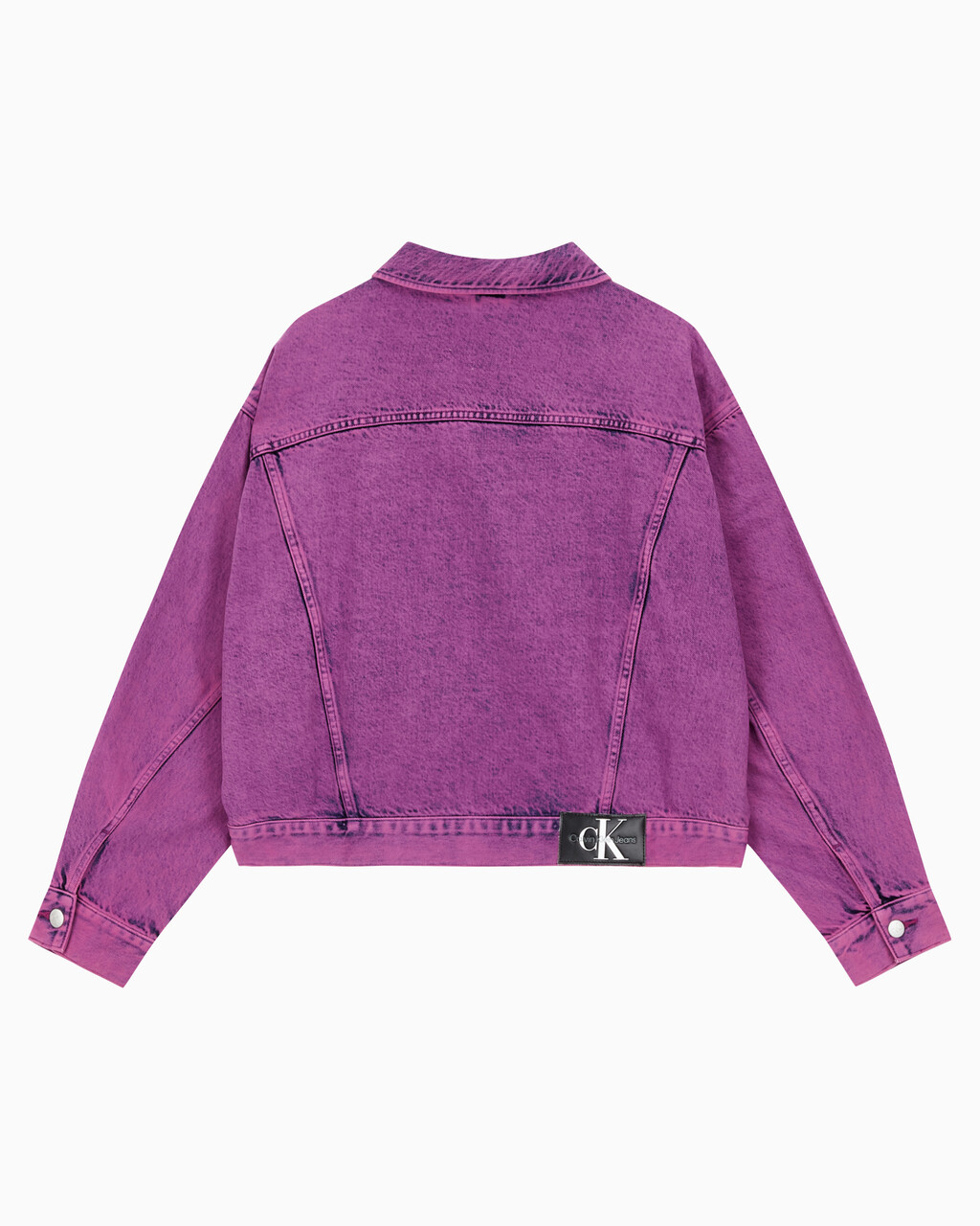 Buy 남성 박시 데님 자켓 in color MID BLUE BACK EMBRO