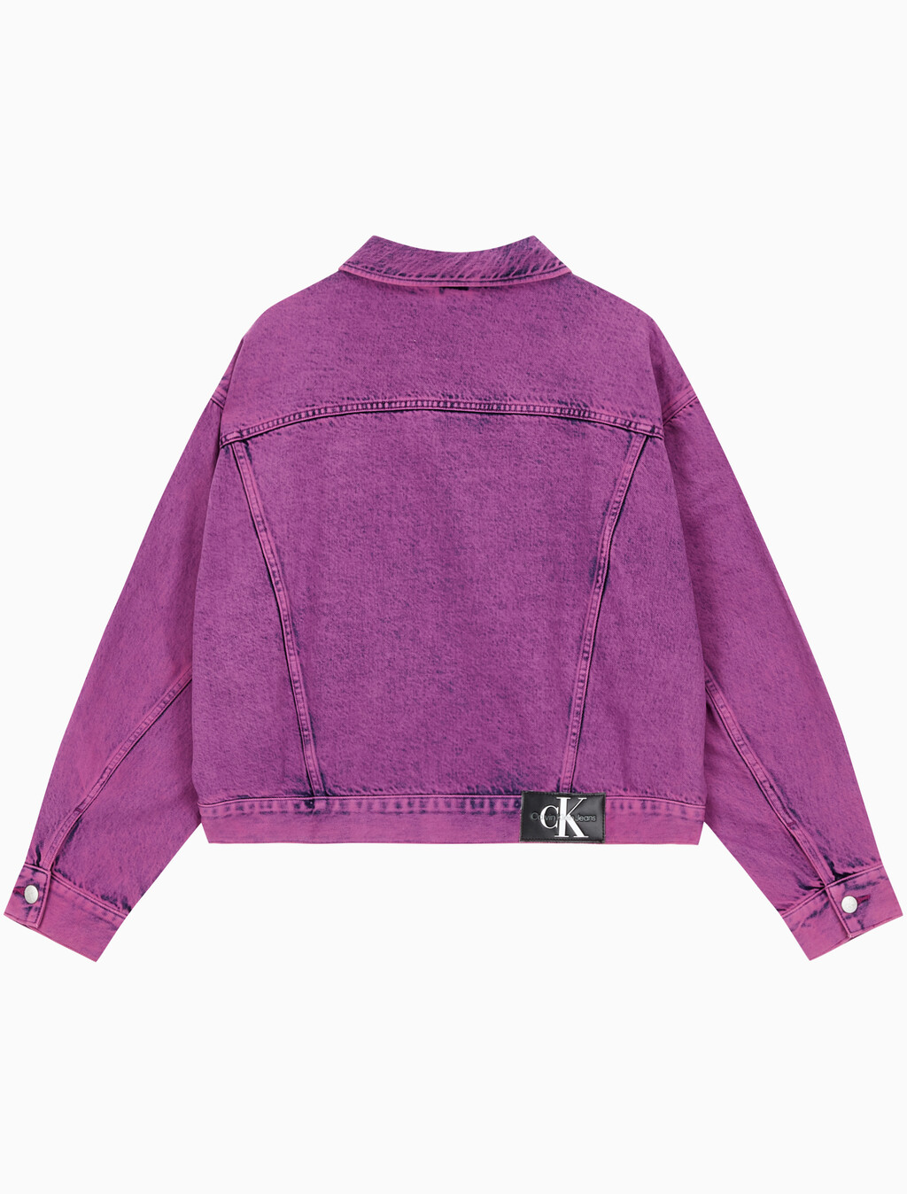Buy 남성 박시 데님 자켓 in color MID BLUE BACK EMBRO