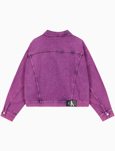 Buy 남성 박시 데님 자켓 in color MID BLUE BACK EMBRO