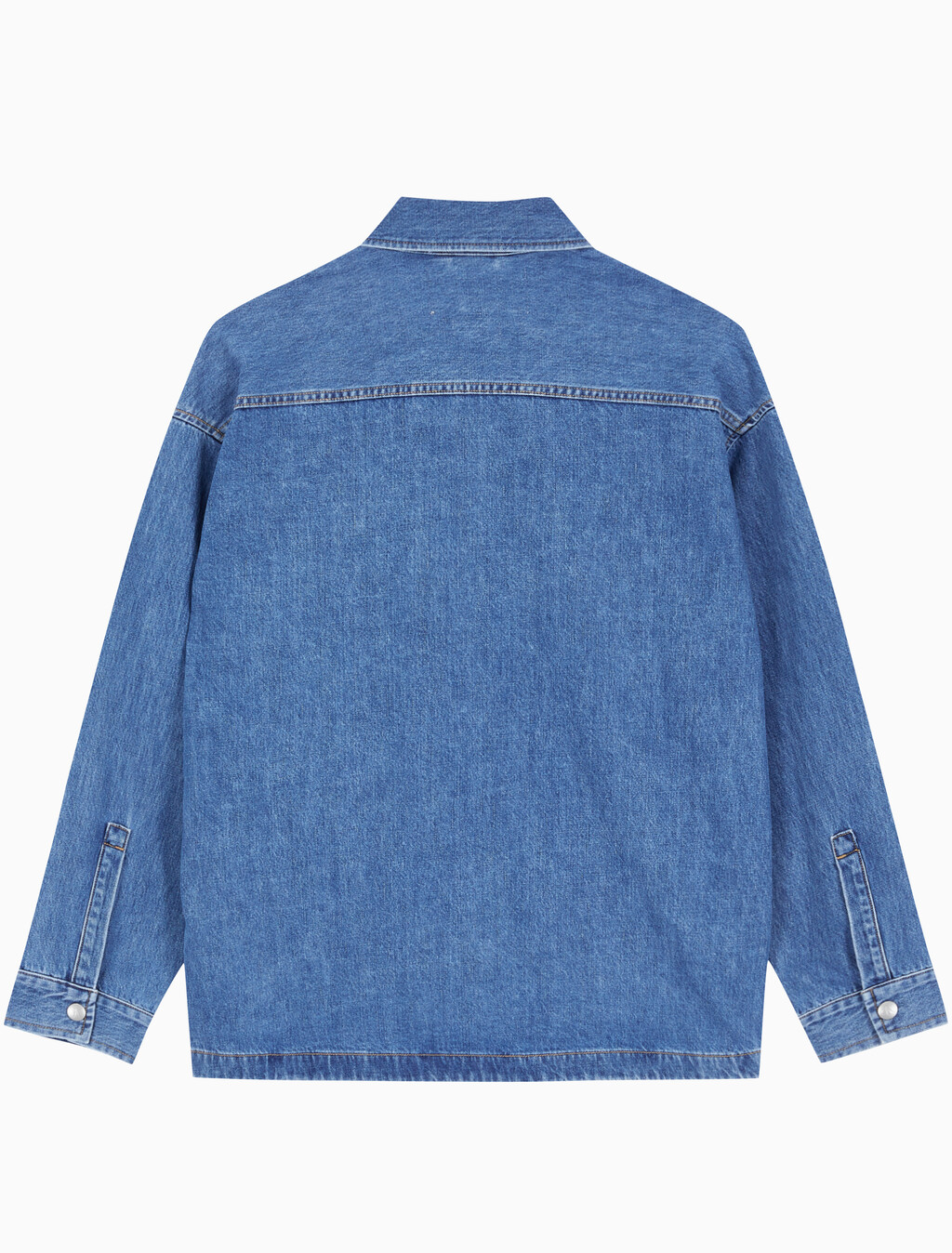 Buy 남성 오버사이즈 데님 셔츠 in color MID BLUE BACK EMBRO