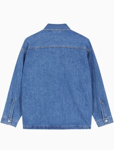 Buy 남성 오버사이즈 데님 셔츠 in color MID BLUE BACK EMBRO